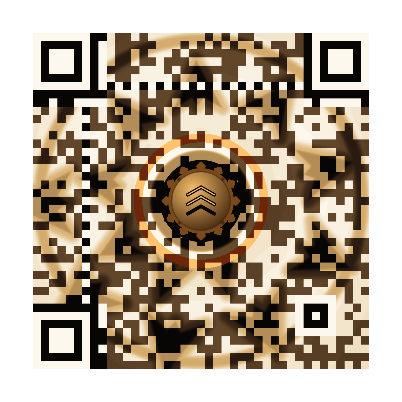 Flat print artwork for Swarm Protocol: Swarm Protocol apparel design: a spiral of delta-wing craft orbiting a decision core, in ember amber and scorched charcoal