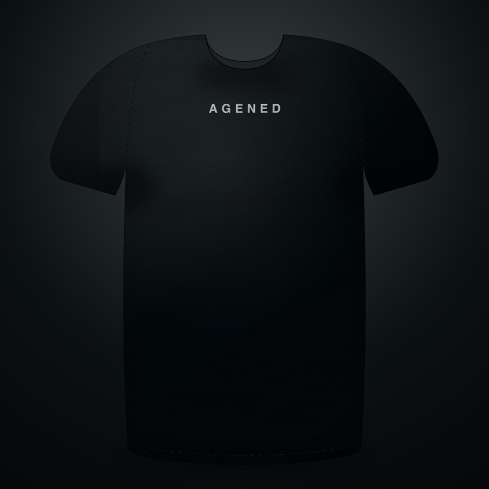 Oracle Aperture t-shirt in Glacier Teal on Abyss, front view with the
     small AGENED chest wordmark