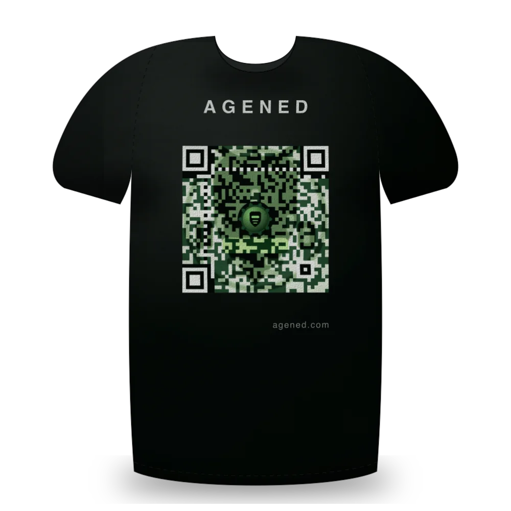 Handshake Protocol t-shirt in Phosphor Green on Pitch: Handshake Protocol apparel design: a mecha helmet with mandible plates, ear pods and a lit visor, in phosphor green and bone